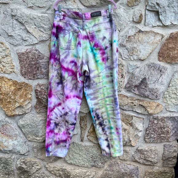 Vintage Gitano 80s high rise tapered mom jeans upcycled ice dyed size 14 - Picture 8 of 8